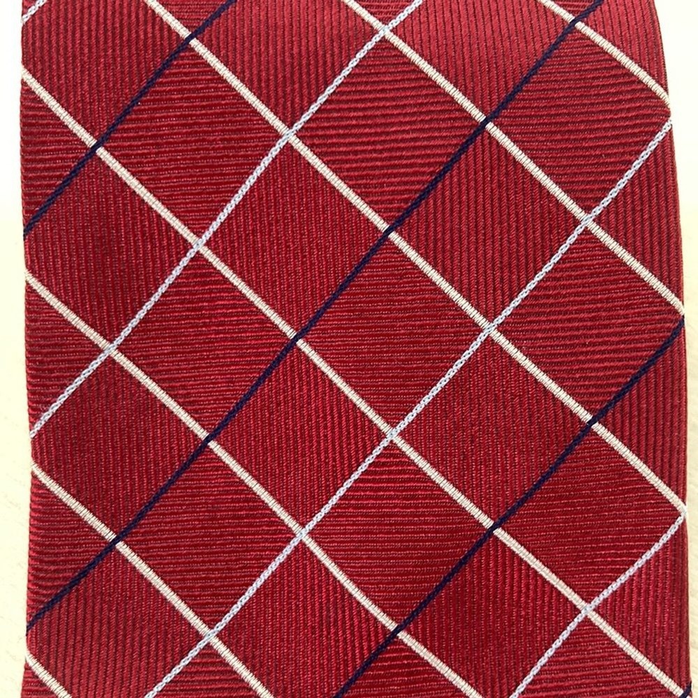 Brooks Brothers Makers‎ Mens Neck Tie 58" Long Red Plaid Classic Blue Window - Picture 4 of 6